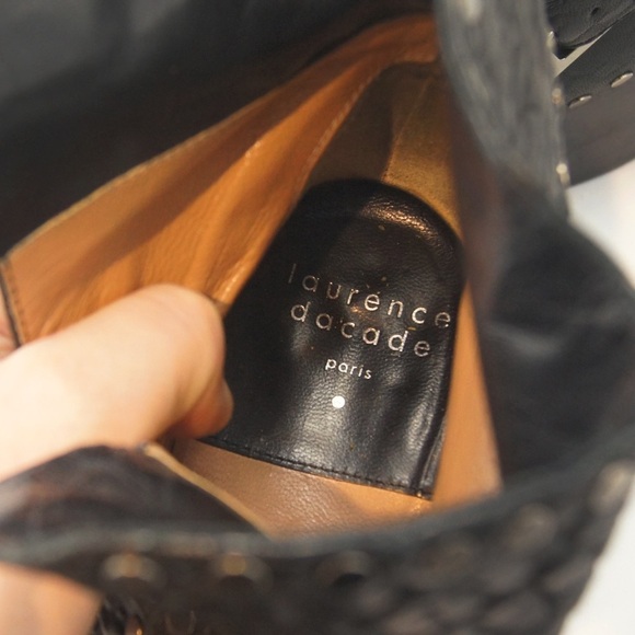 Designer Laurence Dacade Paris GATSBY Black Leather Stud Moto Ankle  Boots - Picture 5 of 6